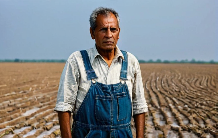 해수면 상승과 농업 적응 전략 - **Prompt:** A weathered, experienced farmer, male, in his late 50s, with a thoughtful and concerned ...