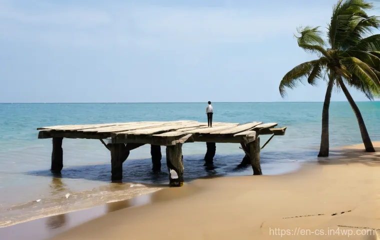 해수면 상승과 해양 생태계의 복원 가능성 - **Image Prompt: The Fading Edge of Paradise**
A serene yet poignant scene depicting a beautiful ...