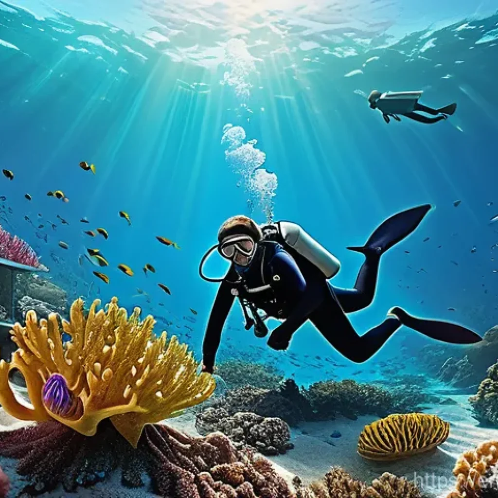 해수면 상승 대응을 위한 기후 재정 지원 - **Prompt: Blue Bonds for Marine Restoration**
"A vibrant, wide-angle digital painting illustrati...