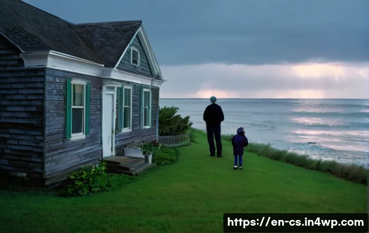 해수면 상승과 지역 경제의 상관관계 - **Prompt 1: The Burden of a Coastal Home**
    "A poignant scene featuring a family, including a mot...